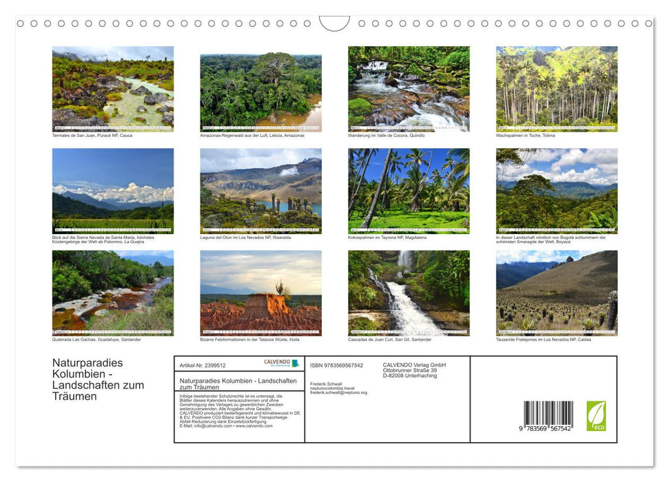 Naturparadies Kolumbien - Landschaften zum Träumen (CALVENDO Wandkalender 2027)