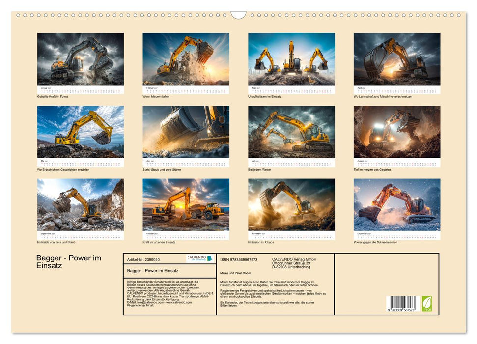 Bagger - Power im Einsatz (CALVENDO Wandkalender 2027)