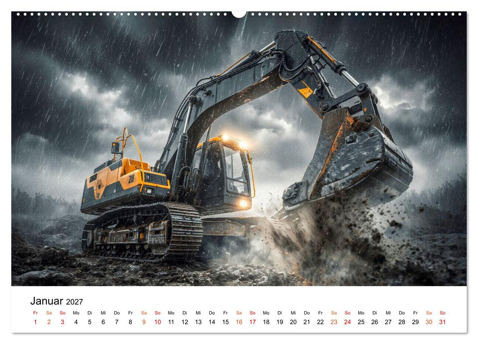 Bagger - Power im Einsatz (CALVENDO Wandkalender 2027)