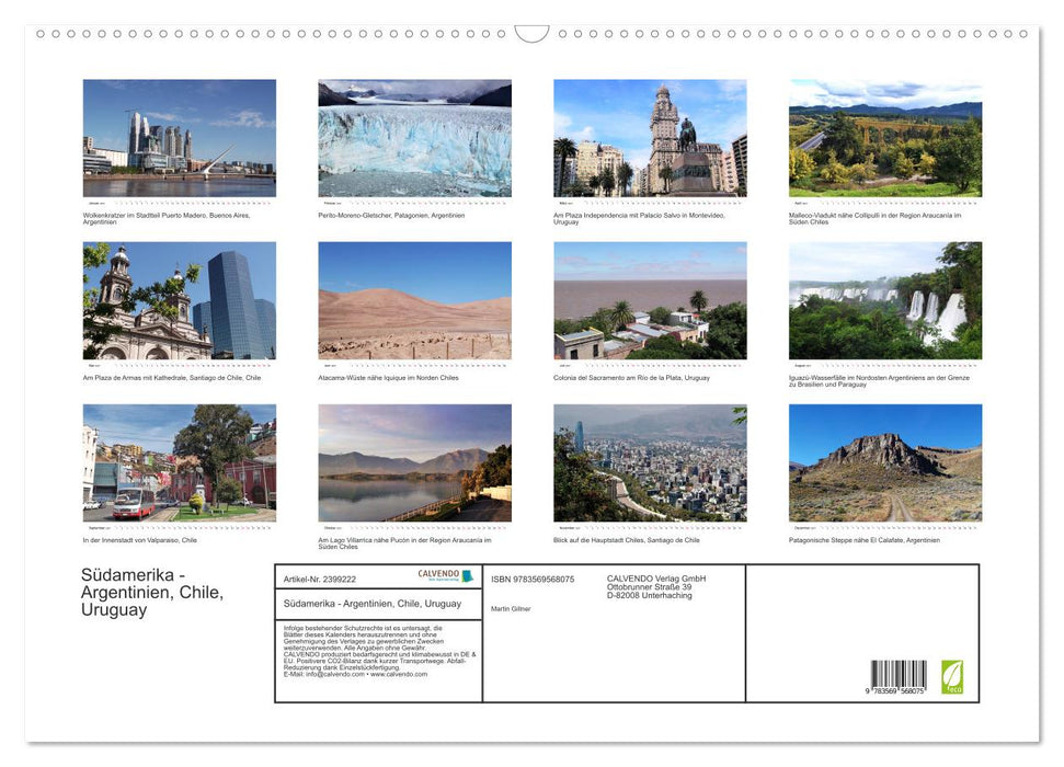 Südamerika - Argentinien, Chile, Uruguay (CALVENDO Wandkalender 2027)