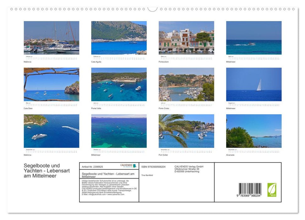 Segelboote und Yachten - Lebensart am Mittelmeer (CALVENDO Premium Wandkalender 2027)