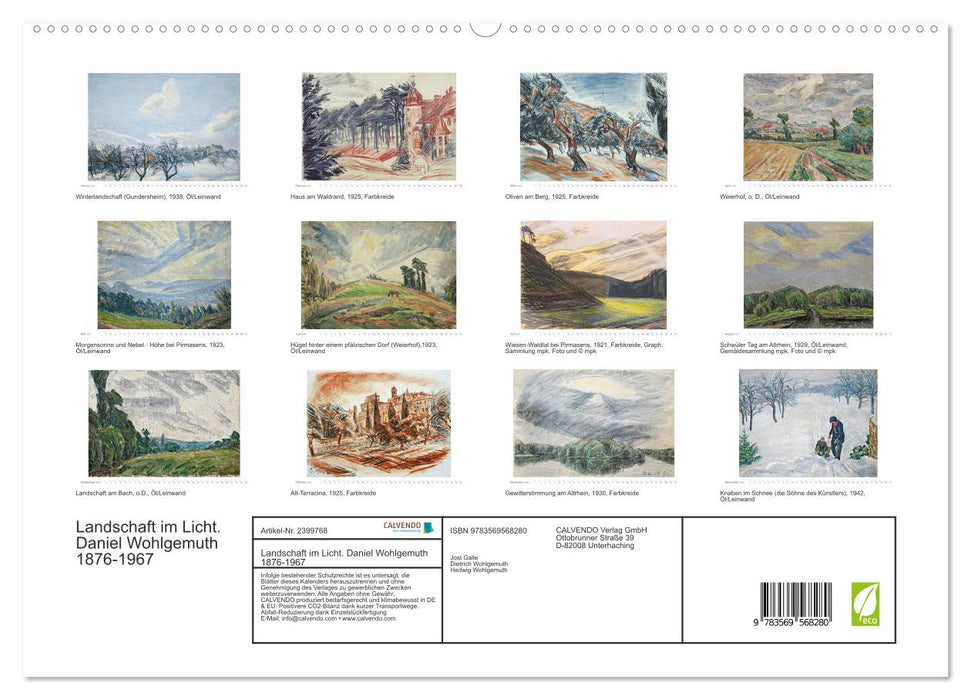Landschaft im Licht. Daniel Wohlgemuth 1876-1967 (CALVENDO Premium Wandkalender 2027)