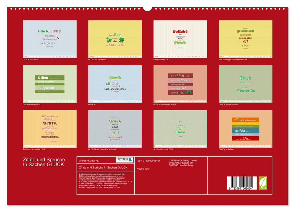 Zitate und Sprüche In Sachen GLÜCK (CALVENDO Premium Wandkalender 2027)