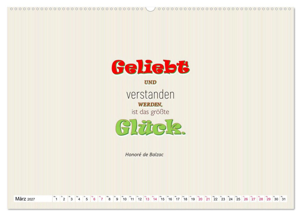 Zitate und Sprüche In Sachen GLÜCK (CALVENDO Premium Wandkalender 2027)