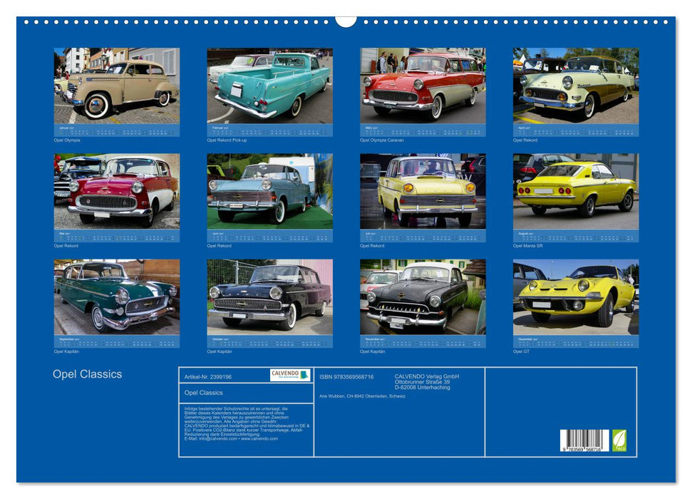 Opel Classics (CALVENDO Wandkalender 2027)