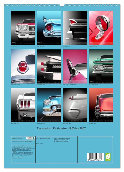 Faszination US Klassiker 1955 bis 1967 (CALVENDO Premium Wandkalender 2027)
