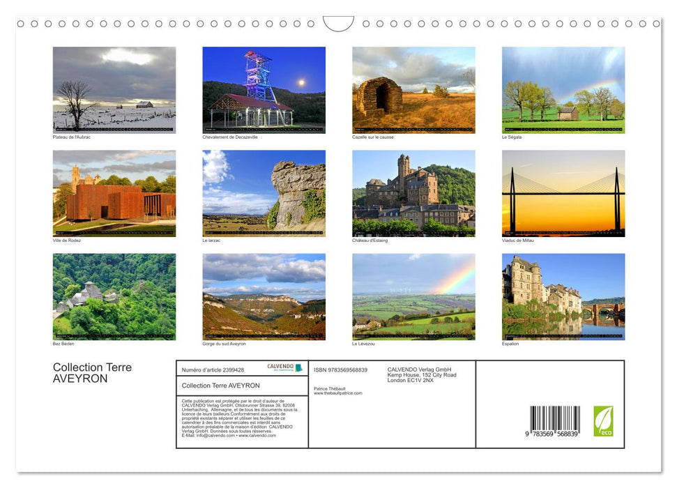 Collection Terre AVEYRON (CALVENDO Calendrier mensuel 2027)