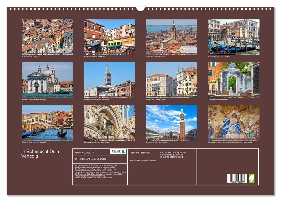 In Sehnsucht Dein Venedig (CALVENDO Wandkalender 2027)