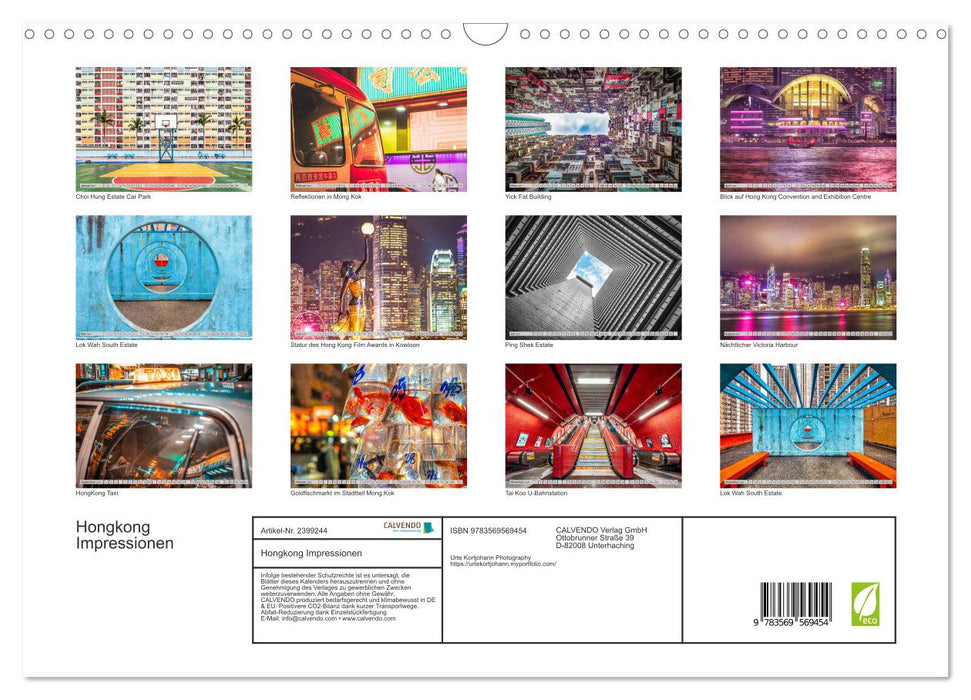 Hongkong Impressionen (CALVENDO Wandkalender 2027)