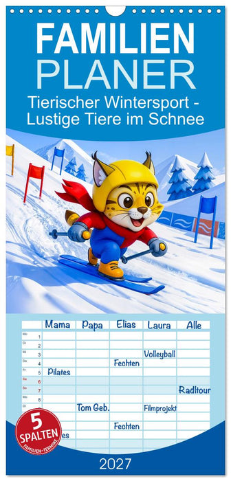 Tierischer Wintersport - Lustige Tiere im Schnee (CALVENDO Familienplaner 2027)