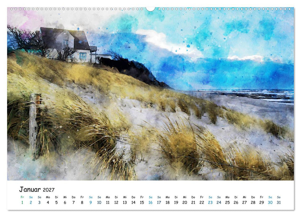 Aquarell Illustrationen vom Darß (CALVENDO Wandkalender 2027)