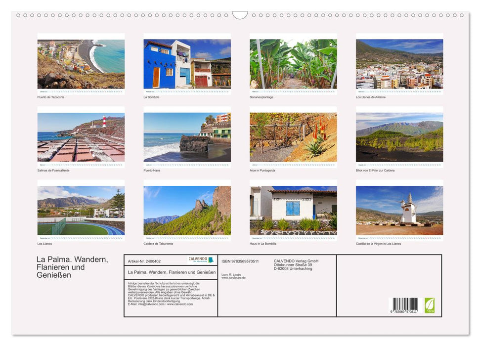 La Palma. Wandern, Flanieren und Genießen (CALVENDO Wandkalender 2027)