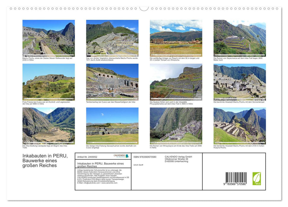 Inkabauten in PERU, Bauwerke eines großen Reiches (CALVENDO Premium Wandkalender 2027)