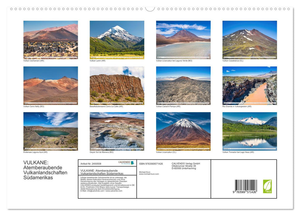 VULKANE: Atemberaubende Vulkanlandschaften Südamerikas (CALVENDO Premium Wandkalender 2027)