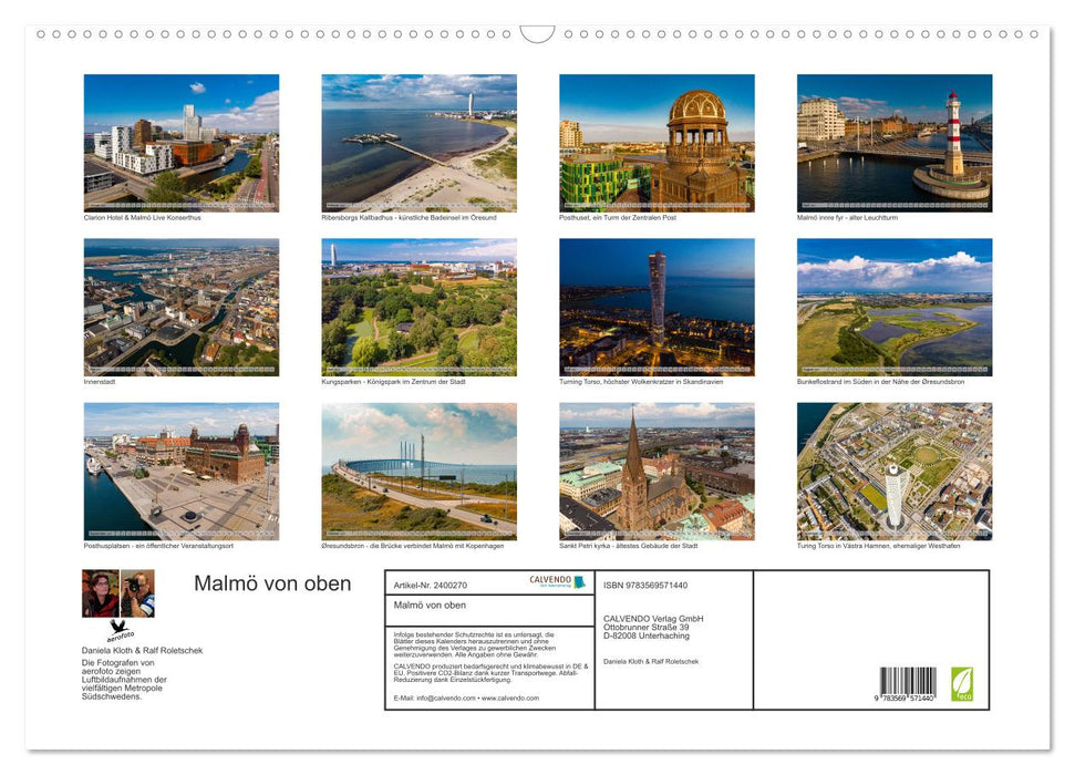 Malmö von oben (CALVENDO Wandkalender 2027)