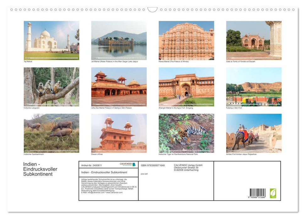 Indien - Eindrucksvoller Subkontinent (CALVENDO Wandkalender 2027)