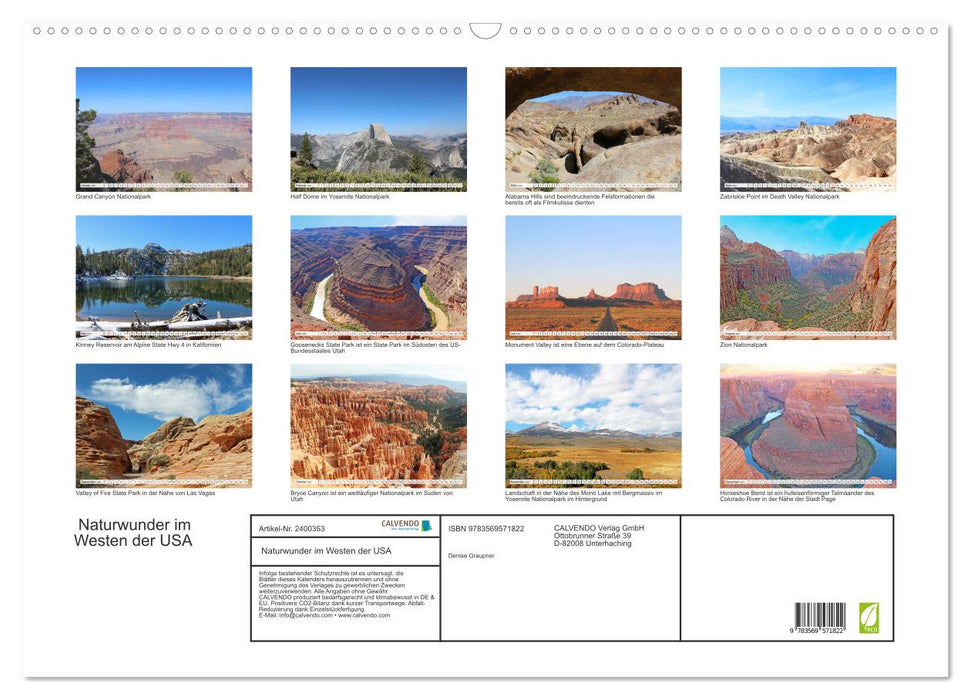 Naturwunder im Westen der USA (CALVENDO Wandkalender 2027)