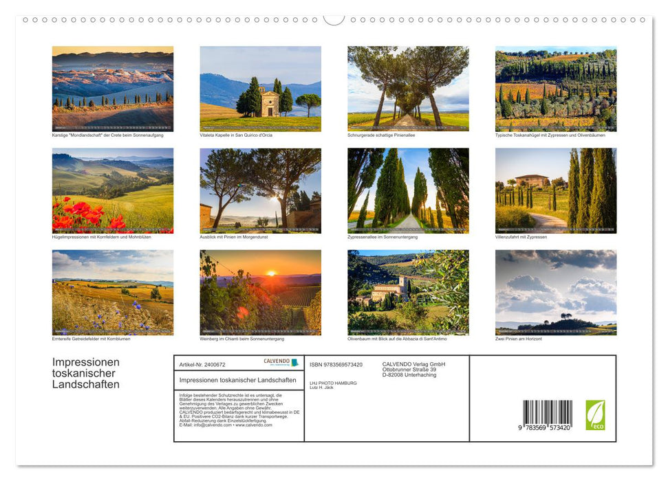 Impressionen toskanischer Landschaften (CALVENDO Premium Wandkalender 2027)