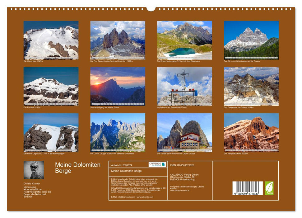 Meine Dolomiten Berge (CALVENDO Premium Wandkalender 2027)