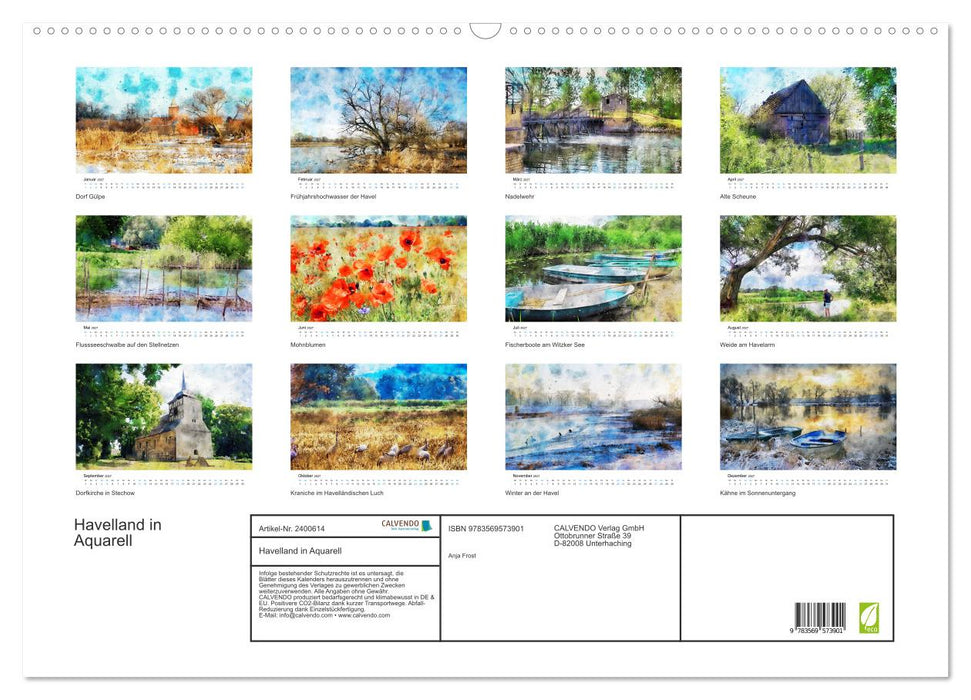 Havelland in Aquarell (CALVENDO Wandkalender 2027)