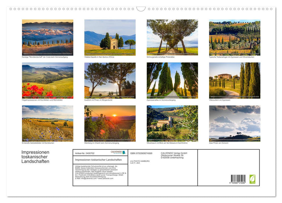 Impressionen toskanischer Landschaften (CALVENDO Wandkalender 2027)