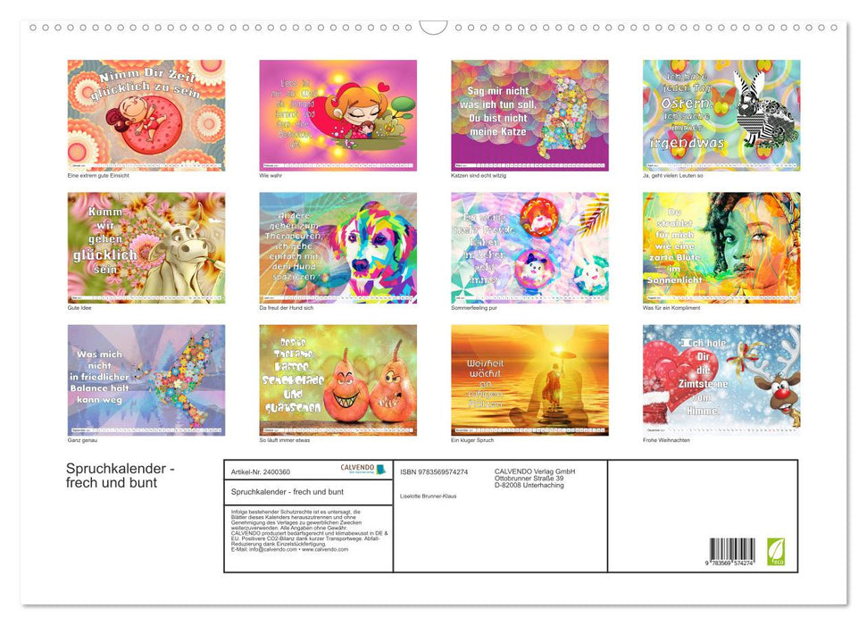 Spruchkalender - frech und bunt (CALVENDO Wandkalender 2027)