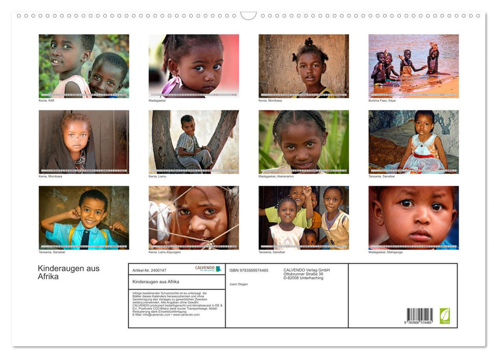 Kinderaugen aus Afrika (CALVENDO Wandkalender 2027)