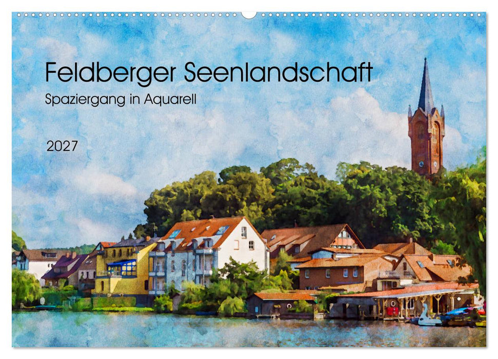 Feldberger Seenlandschaft - Spaziergang in Aquarell (CALVENDO Wandkalender 2027)