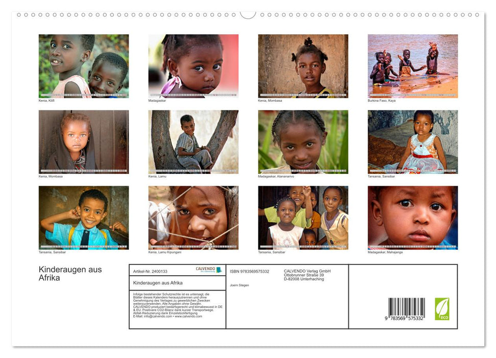 Kinderaugen aus Afrika (CALVENDO Premium Wandkalender 2027)