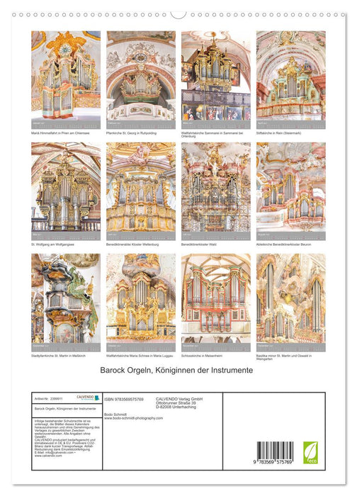 Barock Orgeln, Königinnen der Instrumente (CALVENDO Premium Wandkalender 2027)