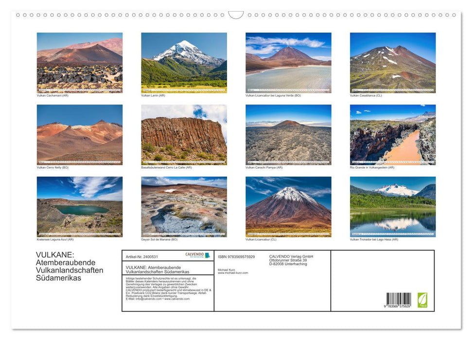 VULKANE: Atemberaubende Vulkanlandschaften Südamerikas (CALVENDO Wandkalender 2027)