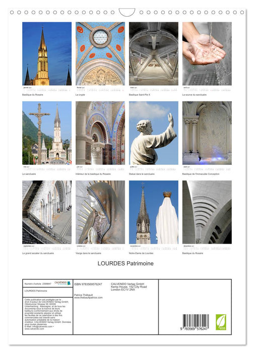 LOURDES Patrimoine (CALVENDO Calendrier mensuel 2027)
