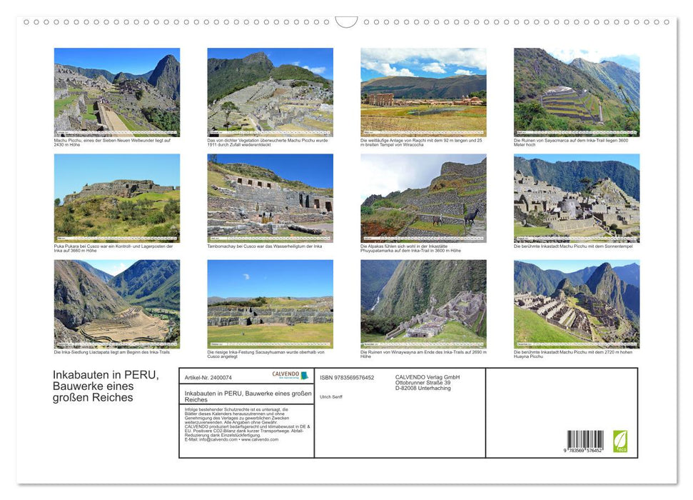 Inkabauten in PERU, Bauwerke eines großen Reiches (CALVENDO Wandkalender 2027)