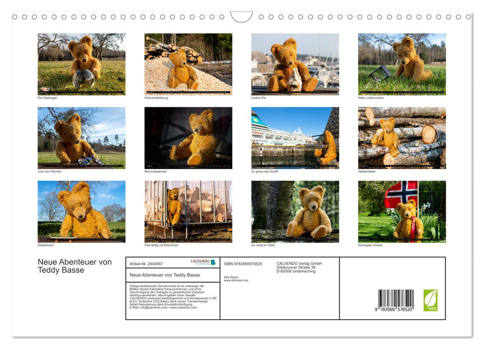Neue Abenteuer von Teddy Basse (CALVENDO Wandkalender 2027)