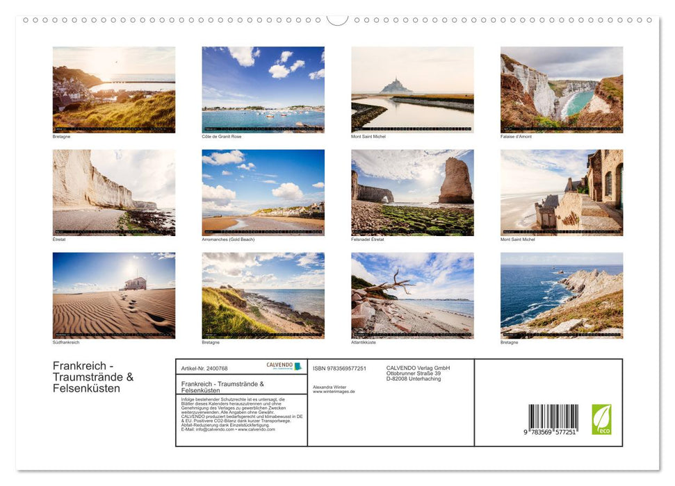 Frankreich - Traumstrände & Felsenküsten (CALVENDO Premium Wandkalender 2027)