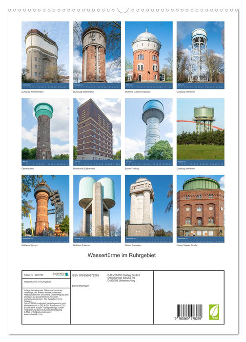 Wassertürme im Ruhrgebiet (CALVENDO Premium Wandkalender 2027)