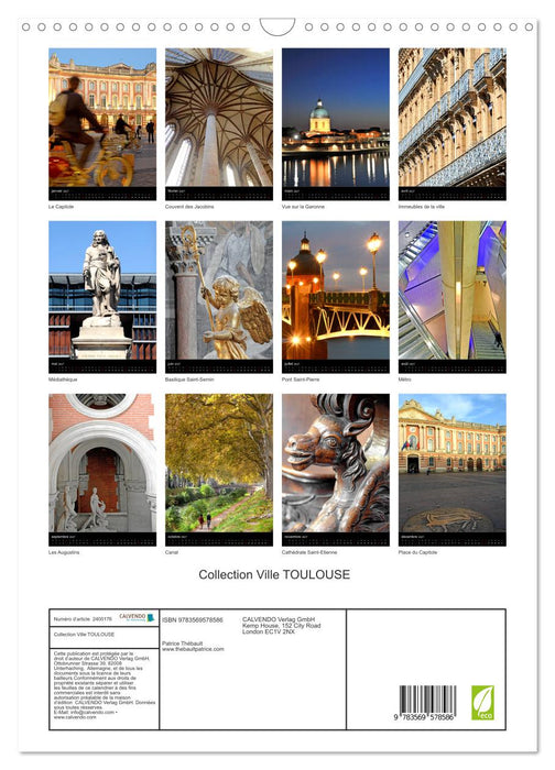 Collection Ville TOULOUSE (CALVENDO Calendrier mensuel 2027)