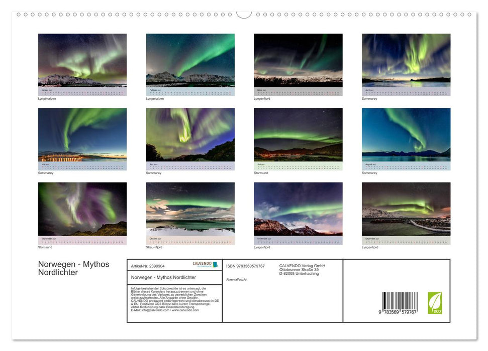 Norwegen - Mythos Nordlichter (CALVENDO Premium Wandkalender 2027)