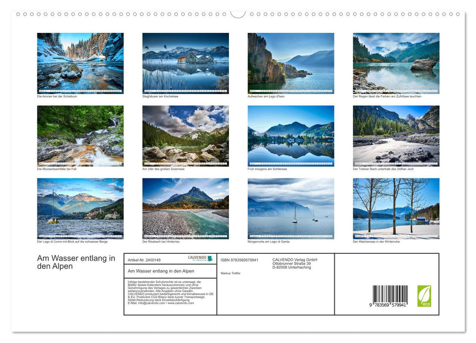 Am Wasser entlang in den Alpen (CALVENDO Premium Wandkalender 2027)