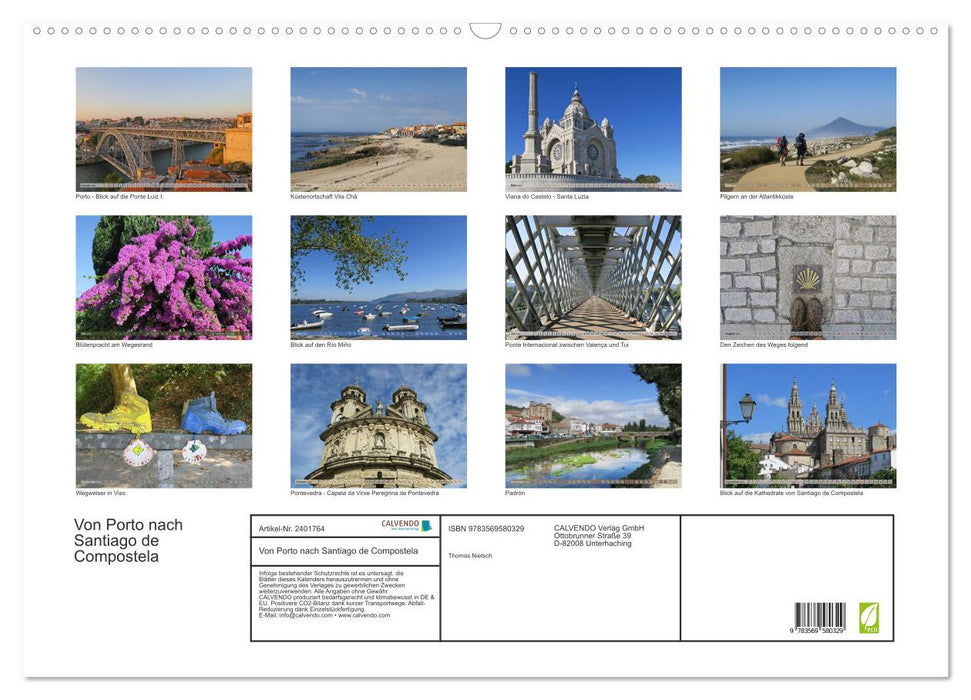 Von Porto nach Santiago de Compostela (CALVENDO Wandkalender 2027)