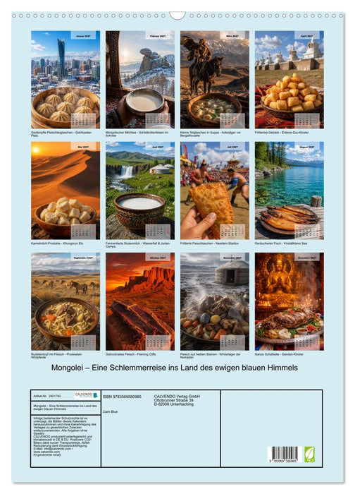 Mongolei – Eine Schlemmerreise ins Land des ewigen blauen Himmels (CALVENDO Wandkalender 2027)