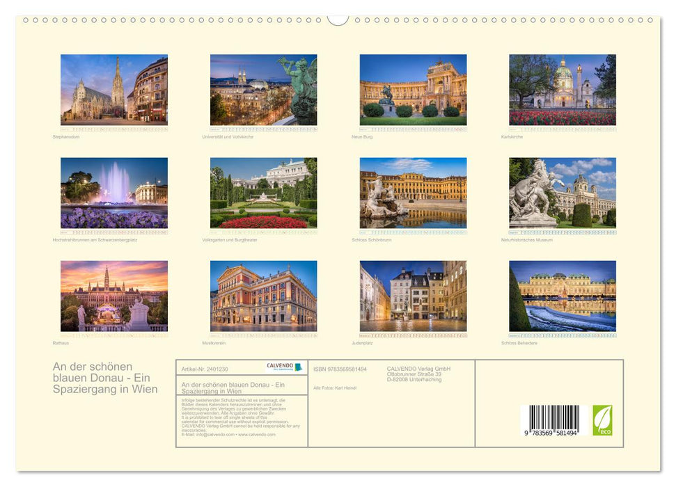 An der schönen blauen Donau - Ein Spaziergang in Wien (CALVENDO Premium Wandkalender 2027)
