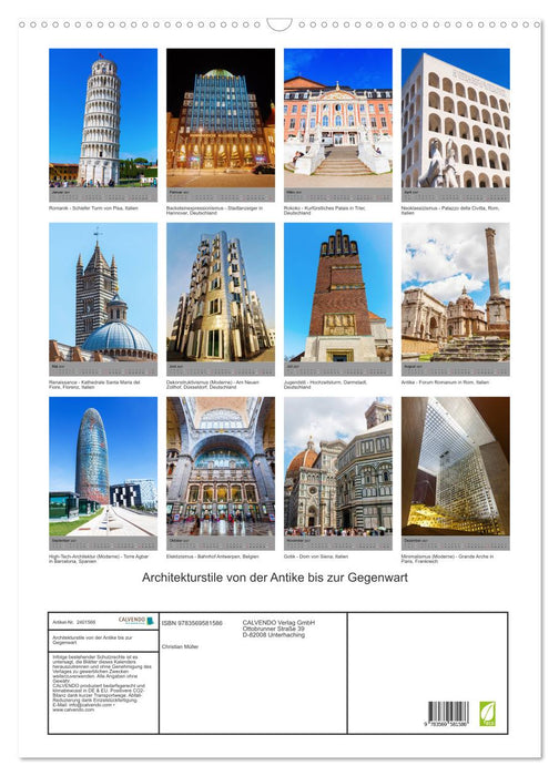 Architekturstile von der Antike bis zur Gegenwart (CALVENDO Wandkalender 2027)