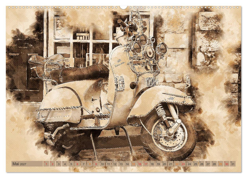 Mototrroller - Vesparade (CALVENDO Premium Wandkalender 2027)