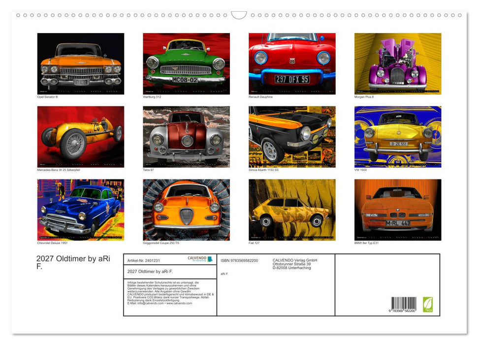 2027 Oldtimer by aRi F. (CALVENDO Wandkalender 2027)
