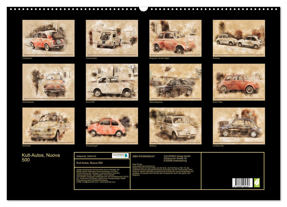 Kult-Autos, Nuova 500 (CALVENDO Wandkalender 2027)