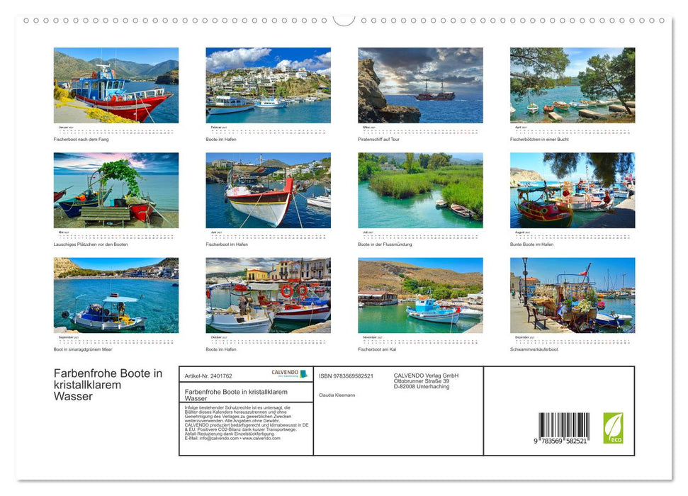 Farbenfrohe Boote in kristallklarem Wasser (CALVENDO Premium Wandkalender 2027)