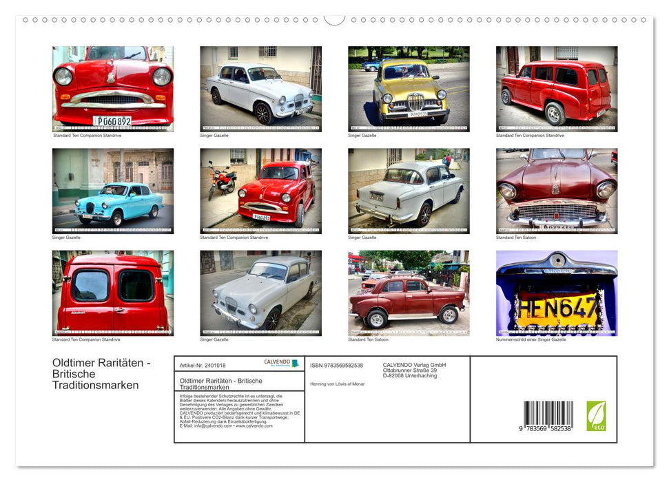 Oldtimer Raritäten - Britische Traditionsmarken (CALVENDO Premium Wandkalender 2027)