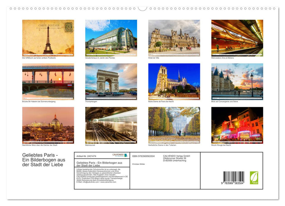 Geliebtes Paris - Ein Bilderbogen aus der Stadt der Liebe (CALVENDO Premium Wandkalender 2027)