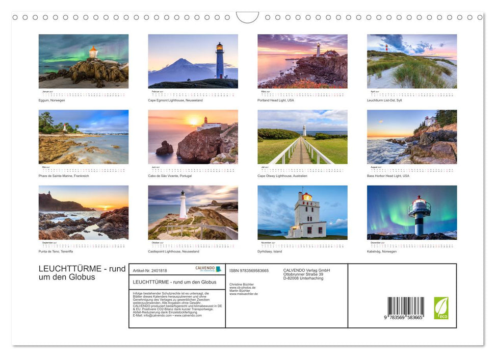 LEUCHTTÜRME - rund um den Globus (CALVENDO Wandkalender 2027)